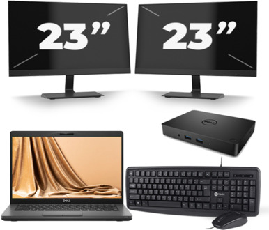 Dell Latitude 5401 - Intel Core i7-9e Generatie - 14 inch - 16GB RAM - 256GB SSD - Windows 11 + 2x 23 inch Monitor