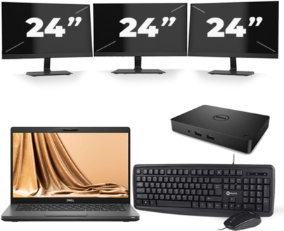 Dell Latitude 5401 - Intel Core i7-9e Generatie - 14 inch - 16GB RAM - 256GB SSD - Windows 11 + 3x 24 inch Monitor