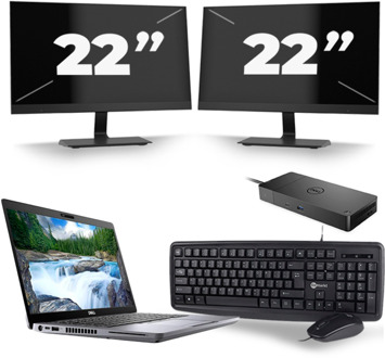 Dell Latitude 5410 - Intel Core i7-10e Generatie - 14 inch - 8GB RAM - 256GB SSD - Windows 11 + 2x 22 inch Monitor