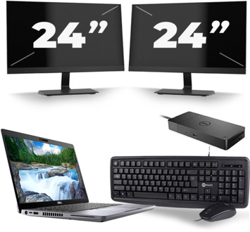 Dell Latitude 5410 - Intel Core i7-10e Generatie - 14 inch - 8GB RAM - 256GB SSD - Windows 11 + 2x 24 inch Monitor
