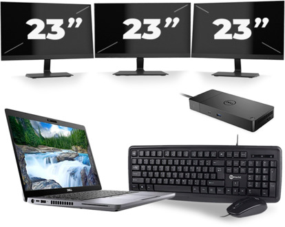 Dell Latitude 5410 - Intel Core i7-10e Generatie - 14 inch - 8GB RAM - 256GB SSD - Windows 11 + 3x 23 inch Monitor