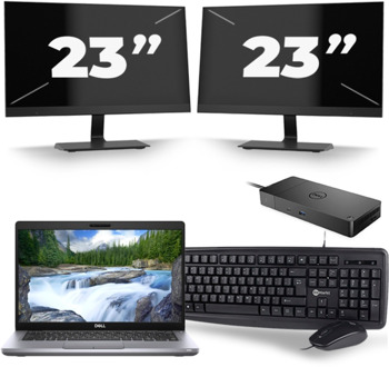 Dell Latitude 5411 - Intel Core i5-10e Generatie - 14 inch - 8GB RAM - 256GB SSD - Windows 11 + 2x 23 inch Monitor - small