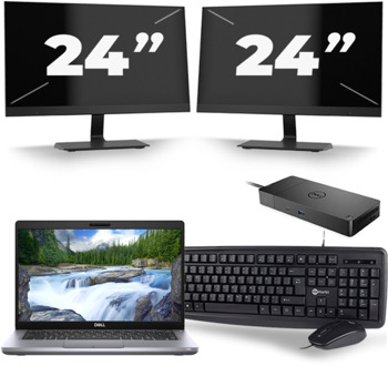 Dell Latitude 5411 - Intel Core i5-10e Generatie - 14 inch - 8GB RAM - 256GB SSD - Windows 11 + 2x 24 inch Monitor