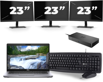 Dell Latitude 5411 - Intel Core i5-10e Generatie - 14 inch - 8GB RAM - 256GB SSD - Windows 11 + 3x 23 inch Monitor