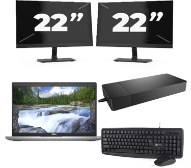 Dell Latitude 5420 - Intel Core i3-11e Generatie - 14 inch - 8GB RAM - 256GB SSD - Windows 11 Home + 2x 22 inch Monitor