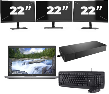 Dell Latitude 5420 - Intel Core i7-11e Generatie - 14 inch - 8GB RAM - 256GB SSD - Windows 11 + 3x 22 inch Monitor - small