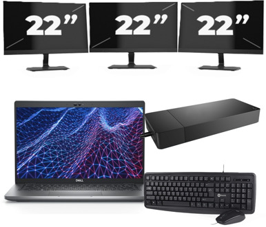 Dell Latitude 5430 - Intel Core i3-12e Generatie - 14 inch - 8GB RAM - 256GB SSD - Windows 11 Home + 3x 22 inch Monitor Zwart - small