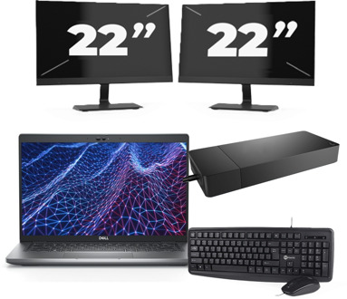 Dell Latitude 5430 - Intel Core i5-12e Generatie - 14 inch - 16GB RAM - 256GB SSD - Windows 11 Home + 2x 22 inch Monitor