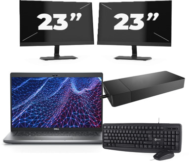 Dell Latitude 5430 - Intel Core i5-12e Generatie - 14 inch - 8GB RAM - 256GB SSD - Windows 11 Home + 2x 23 inch Monitor