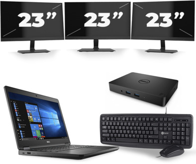 Dell Latitude 5480 - Intel Core i3-7e Generatie - 14 inch - 8GB RAM - 256GB SSD - Windows 11 + 3x 23 inch Monitor
