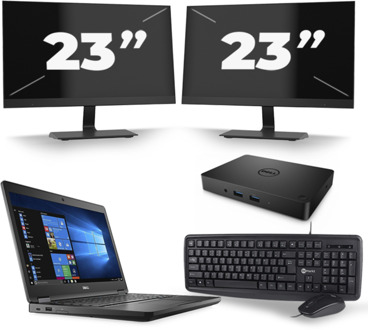 Dell Latitude 5480 - Intel Core i5-6e Generatie - 14 inch - 8GB RAM - 256GB SSD - Windows 11 + 2x 23 inch Monitor