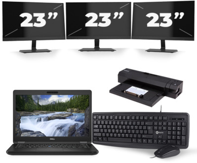 Dell Latitude 5491 - Intel Core i5-8e Generatie - 14 inch - 16GB RAM - 256GB SSD - Windows 11 + 3x 23 inch Monitor