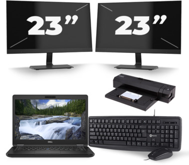 Dell Latitude 5491 - Intel Core i5-8e Generatie - 14 inch - 8GB RAM - 256GB SSD - Windows 11 + 2x 23 inch Monitor