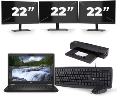 Dell Latitude 5491 - Intel Core i5-8e Generatie - 14 inch - 8GB RAM - 256GB SSD - Windows 11 + 3x 22 inch Monitor - small