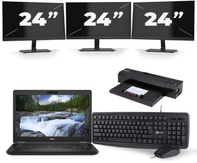 Dell Latitude 5491 - Intel Core i5-8e Generatie - 14 inch - 8GB RAM - 256GB SSD - Windows 11 + 3x 24 inch Monitor - small