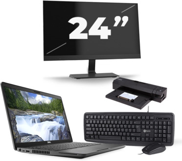 Dell Latitude 5500 - Intel Core i5-8e Generatie - 15 inch - 16GB RAM - 256GB SSD - Windows 11 + 1x 24 inch Monitor