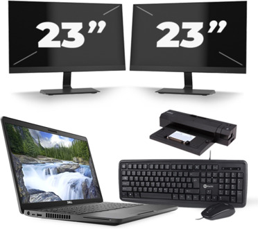 Dell Latitude 5500 - Intel Core i5-8e Generatie - 15 inch - 16GB RAM - 256GB SSD - Windows 11 + 2x 23 inch Monitor