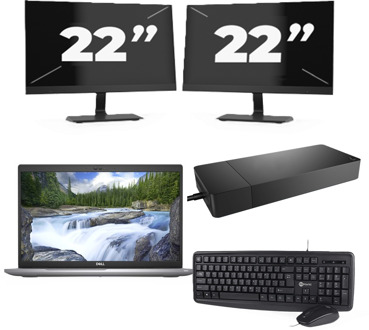 Dell Latitude 5520 - Intel Core i7-11e Generatie - 15 inch - 16GB RAM - 256GB SSD - Windows 11 Home + 2x 22 inch Monitor