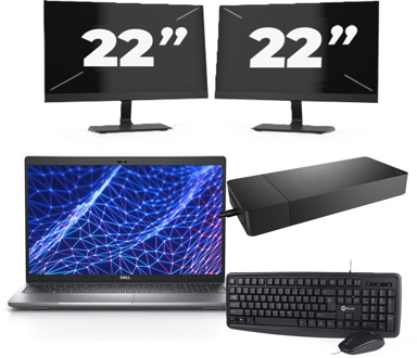Dell Latitude 5530 - Intel Core i3-12e Generatie - 15 inch - 8GB RAM - 256GB SSD - Windows 11 Home + 2x 22 inch Monitor