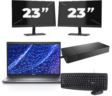 Dell Latitude 5530 - Intel Core i3-12e Generatie - 15 inch - 8GB RAM - 256GB SSD - Windows 11 Home + 2x 23 inch Monitor
