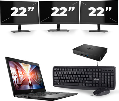 Dell Latitude 7290 - Intel Core i7-8e Generatie - 12 inch - 16GB RAM - 256GB SSD - Windows 11 + 3x 22 inch Monitor