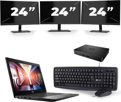 Dell Latitude 7290 - Intel Core i7-8e Generatie - 12 inch - 16GB RAM - 256GB SSD - Windows 11 + 3x 24 inch Monitor