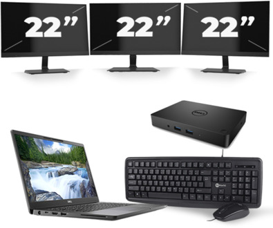 Dell Latitude 7300 - Intel Core i5-8e Generatie - 13 inch - 8GB RAM - 256GB SSD - Windows 11 + 3x 22 inch Monitor