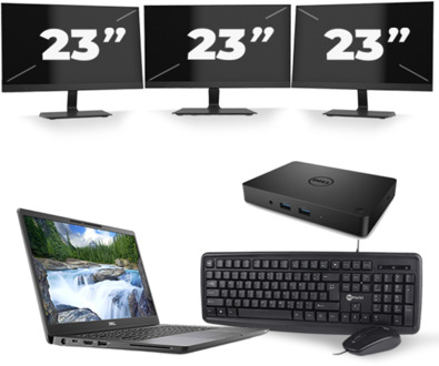 Dell Latitude 7300 - Intel Core i5-8e Generatie - 13 inch - 8GB RAM - 256GB SSD - Windows 11 + 3x 23 inch Monitor - small