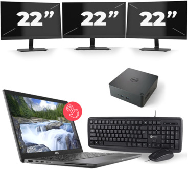 Dell Latitude 7310 - Intel Core i7-10e Generatie - 13 inch - Touch - 16GB RAM - 256GB SSD - Windows 11 Home + 3x 22 inch Monitor