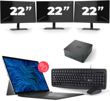 Dell Latitude 7320 - Intel Core i5-11e Generatie - 13 inch - 16GB RAM - 256GB SSD - Windows 11 Home + 3x 22 inch Monitor