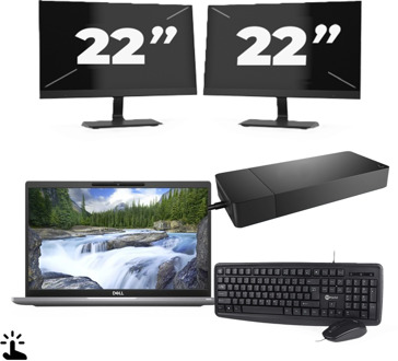 Dell Latitude 7320 - Intel Core i5-11e Generatie - 13 inch - Touch - 16GB RAM - 256GB SSD - Windows 11 Home + 2x 22 inch Monitor