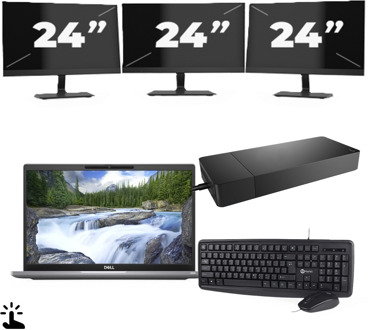Dell Latitude 7320 - Intel Core i7-11e Generatie - 13 inch - Touch - 16GB RAM - 256GB SSD - Windows 11 Home + 3x 24 inch Monitor