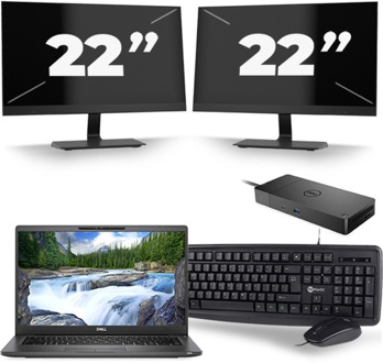Dell Latitude 7400 - Intel Core i5-8e Generatie - 14 inch - 16GB RAM - 256GB SSD - Windows 11 + 2x 22 inch Monitor