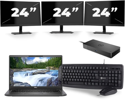 Dell Latitude 7400 - Intel Core i7-8e Generatie - 14 inch - 8GB RAM - 256GB SSD - Windows 11 + 3x 24 inch Monitor - small
