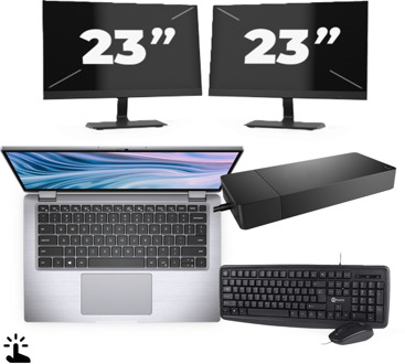 Dell Latitude 7410 - Intel Core i5-10e Generatie - 14 inch - Touch - 16GB RAM - 256GB SSD - Windows 11 Home + 2x 23 inch Monitor