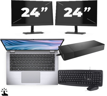 Dell Latitude 7410 - Intel Core i5-10e Generatie - 14 inch - Touch - 16GB RAM - 256GB SSD - Windows 11 Home + 2x 24 inch Monitor - small