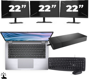 Dell Latitude 7410 - Intel Core i5-10e Generatie - 14 inch - Touch - 16GB RAM - 256GB SSD - Windows 11 Home + 3x 22 inch Monitor - small