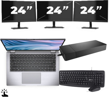 Dell Latitude 7410 - Intel Core i5-10e Generatie - 14 inch - Touch - 16GB RAM - 256GB SSD - Windows 11 Home + 3x 24 inch Monitor - small