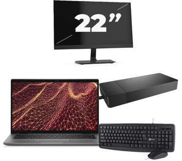 Dell Latitude 7430 - Intel Core i5-12e Generatie - 14 inch - 16GB RAM - 256GB SSD - Windows 11 Home + 1x 22 inch Monitor Zwart - small
