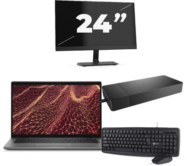 Dell Latitude 7430 - Intel Core i5-12e Generatie - 14 inch - 16GB RAM - 256GB SSD - Windows 11 Home + 1x 24 inch Monitor Zwart - small