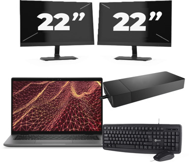 Dell Latitude 7430 - Intel Core i5-12e Generatie - 14 inch - 16GB RAM - 256GB SSD - Windows 11 Home + 2x 22 inch Monitor