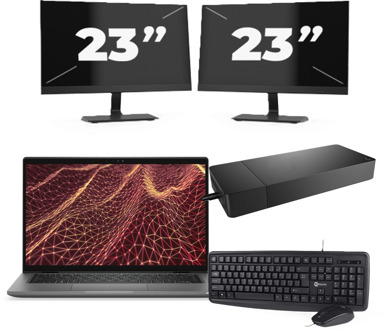 Dell Latitude 7430 - Intel Core i5-12e Generatie - 14 inch - 16GB RAM - 256GB SSD - Windows 11 Home + 2x 23 inch Monitor Zwart - small
