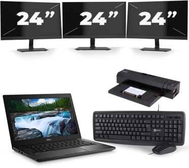 Dell Latitude 7490 - Intel Core i5-8e Generatie - 14 inch - 16GB RAM - 256GB SSD - Windows 11 + 3x 24 inch Monitor