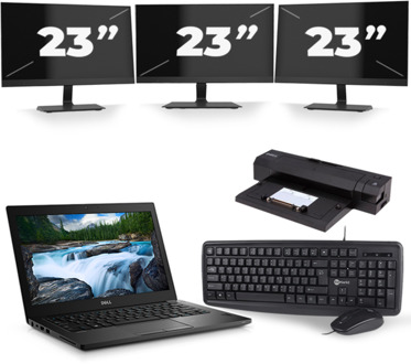 Dell Latitude 7490 - Intel Core i7-8e Generatie - 14 inch - 16GB RAM - 256GB SSD - Windows 11 + 3x 23 inch Monitor