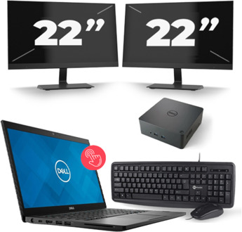 Dell Latitude 7490 - Intel Core i7-8e Generatie - 14 inch - Touch - 16GB RAM - 256GB SSD - Windows 11 + 2x 22 inch Monitor