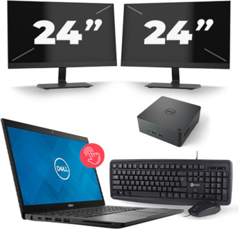 Dell Latitude 7490 - Intel Core i7-8e Generatie - 14 inch - Touch - 16GB RAM - 256GB SSD - Windows 11 + 2x 24 inch Monitor