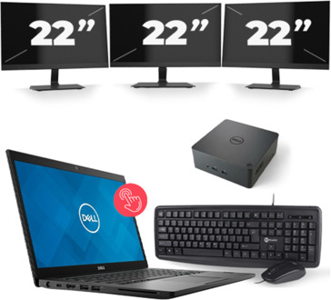 Dell Latitude 7490 - Intel Core i7-8e Generatie - 14 inch - Touch - 16GB RAM - 256GB SSD - Windows 11 + 3x 22 inch Monitor