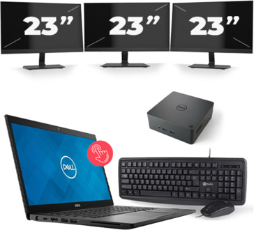 Dell Latitude 7490 - Intel Core i7-8e Generatie - 14 inch - Touch - 16GB RAM - 256GB SSD - Windows 11 + 3x 23 inch Monitor