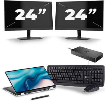 Dell Latitude 9510 - Intel Core i7-10e Generatie - 15 inch - 16GB RAM - 256GB SSD - Windows 11 + 2x 24 inch Monitor