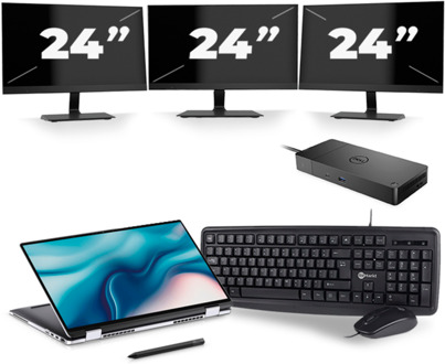 Dell Latitude 9510 - Intel Core i7-10e Generatie - 15 inch - 16GB RAM - 256GB SSD - Windows 11 + 3x 24 inch Monitor
